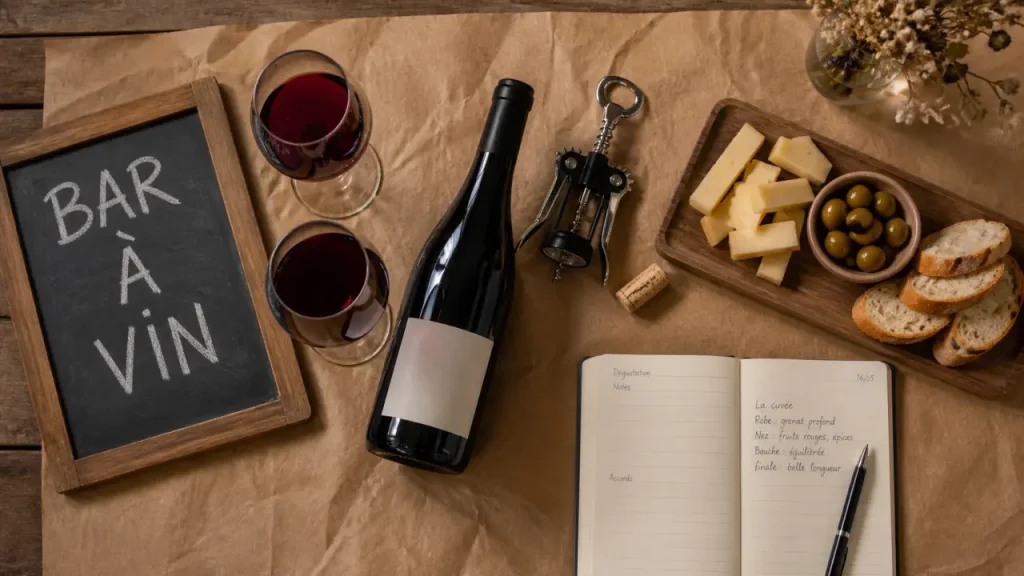 Bamboche bar à vin et cave à Vourles, verres de vin et tapas