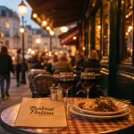Bistrot Nation, brasserie française en terrasse avec vin rouge