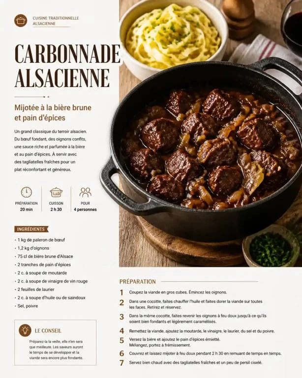 Carbonnade alsacienne à la bière artisanale Brasserie Storig