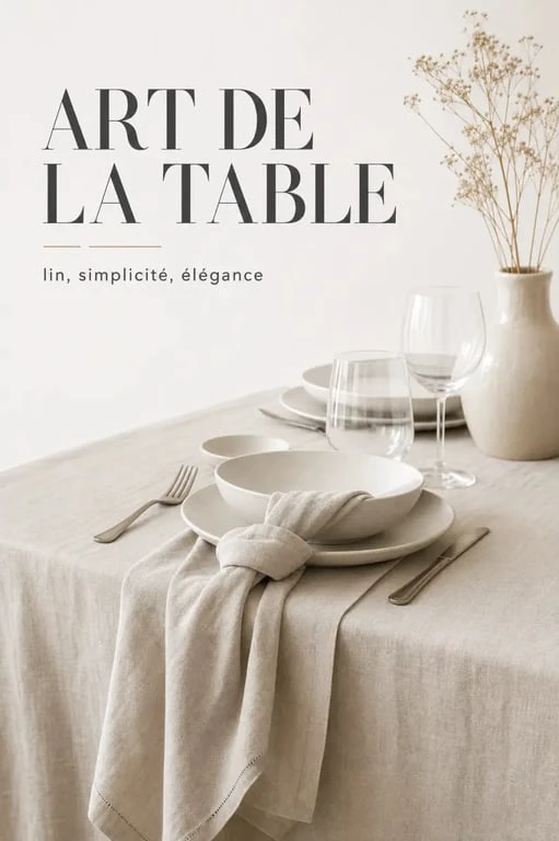 Nappe de table et serviette assorties sur une table dressée élégante et minimaliste