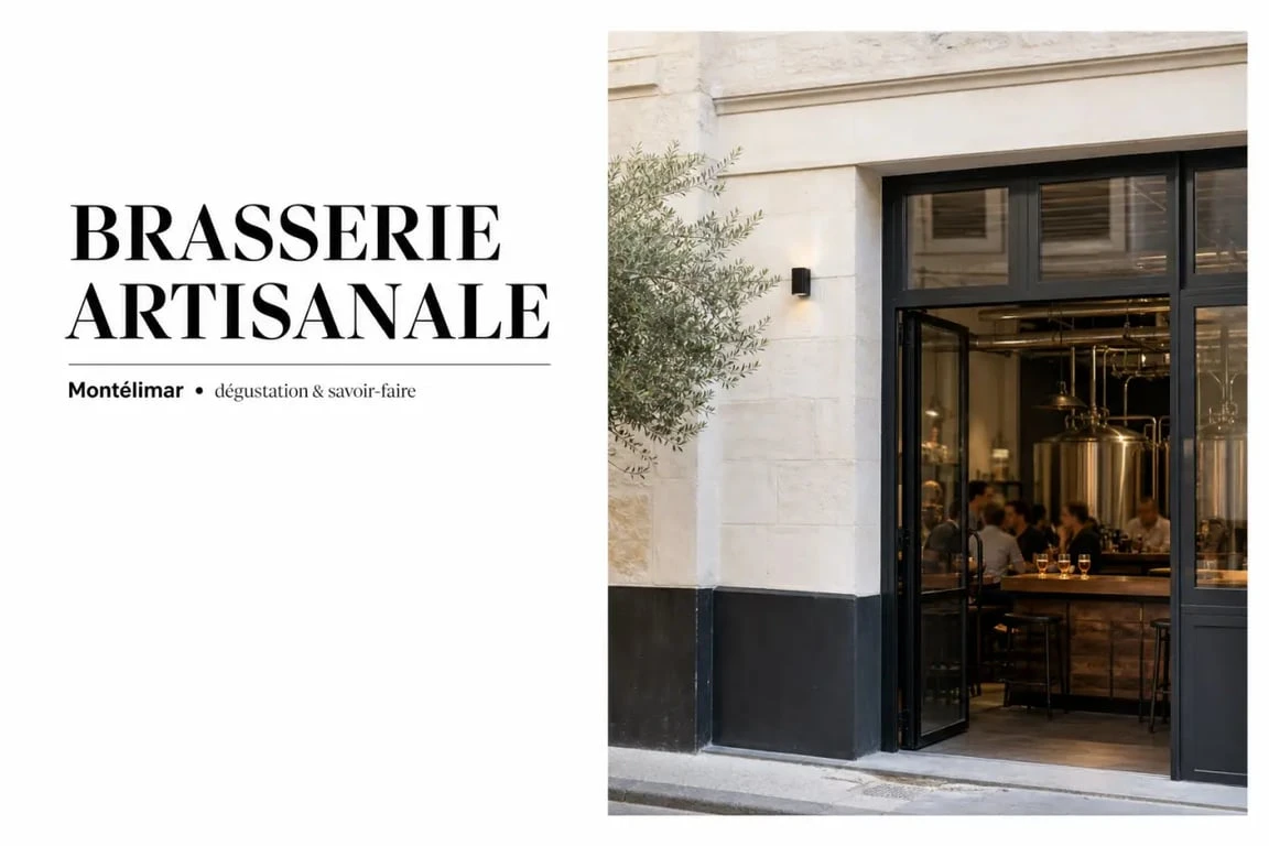 Brasserie artisanale la fabrique à Montélimar, façade et ambiance conviviale du lieu