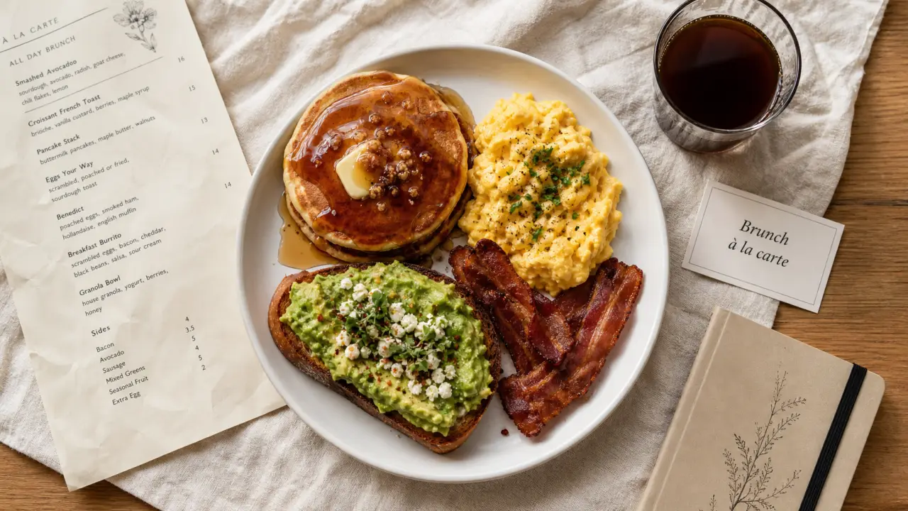 Maranna brunch à Nice : carte à composer, pancakes, œufs et café