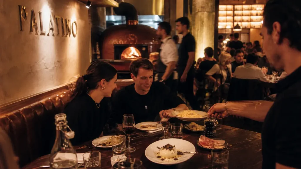 Table au Palatino restaurant Bordeaux, burrata et vin dans une osteria italienne à Bordeaux