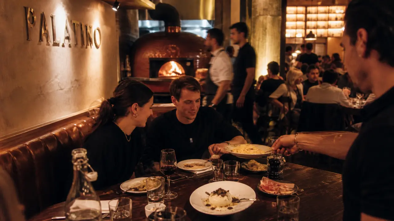 Table au Palatino restaurant Bordeaux, burrata et vin dans une osteria italienne à Bordeaux