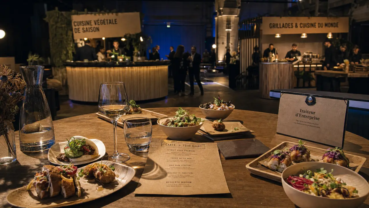 Traiteur original entreprise lyon : food court et cocktails en salle à Lyon