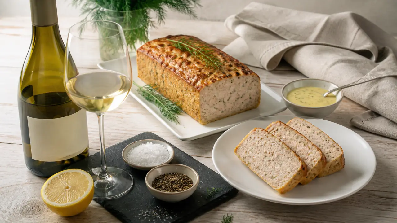 Vin avec pain de poisson, blanc sec et aneth