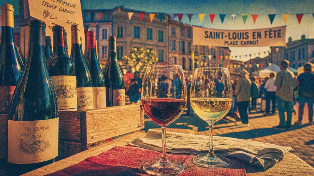 Vin primeur carcassonne à Place Carnot, verres et vins audois