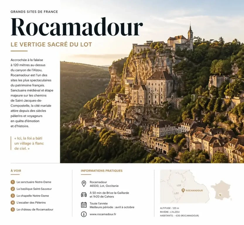 Vue panoramique de Rocamadour, lieu incontournable pour les restaurants dans le Lot