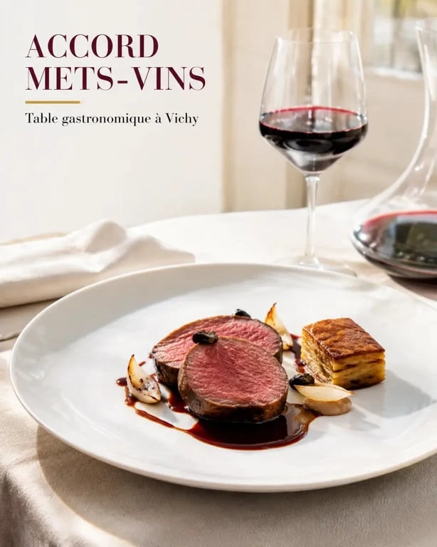 Restaurant gastronomique à Vichy : assiette raffinée et accord mets-vins