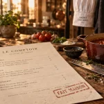 Cuisine faite maison : carte « fait maison » sur table