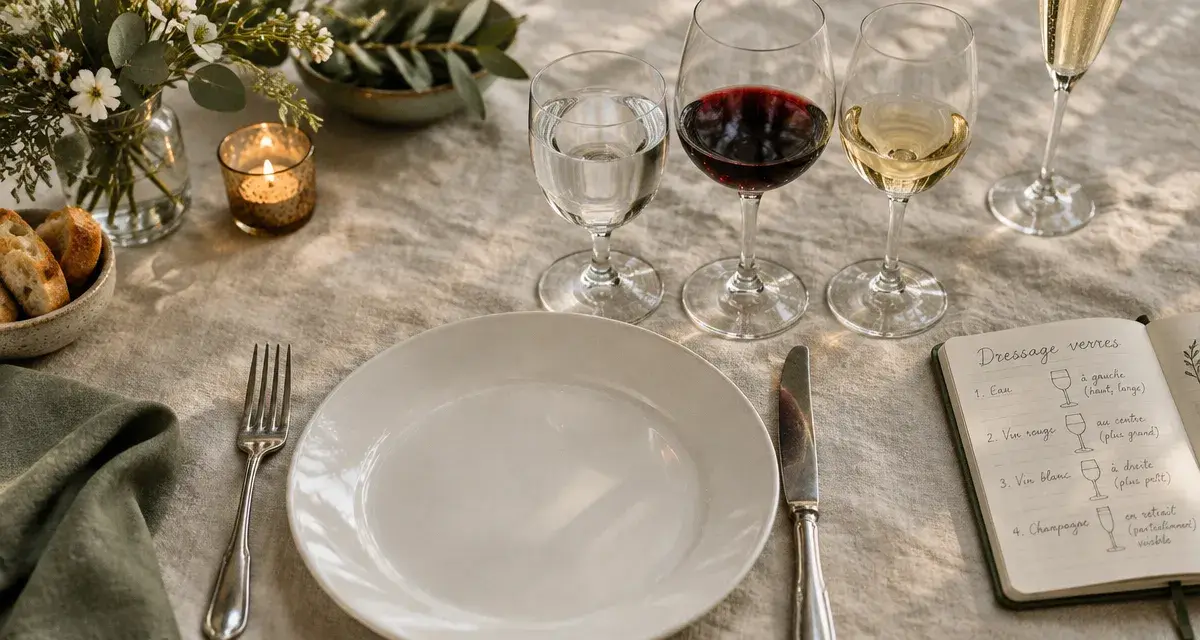 Dressage de table : ordre des verres à table, eau vin rouge vin blanc