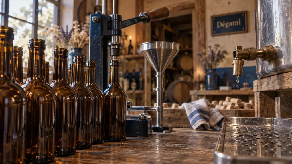 Embouteiller vin : bouteilles et boucheuse, geste de qualité