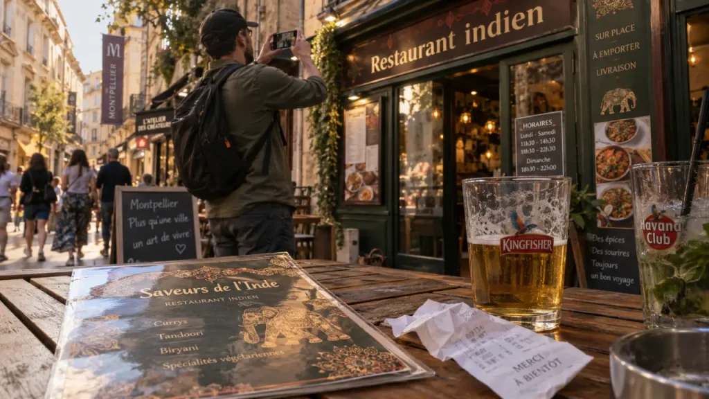 Restaurants indiens à proximité à Montpellier : vitrine de restaurant indien